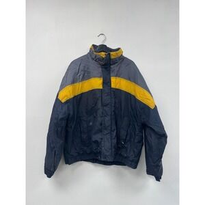 Vintage Basic Editions Jacket XL Navy Yellow Colorblock Windbreaker Nylon Retro
